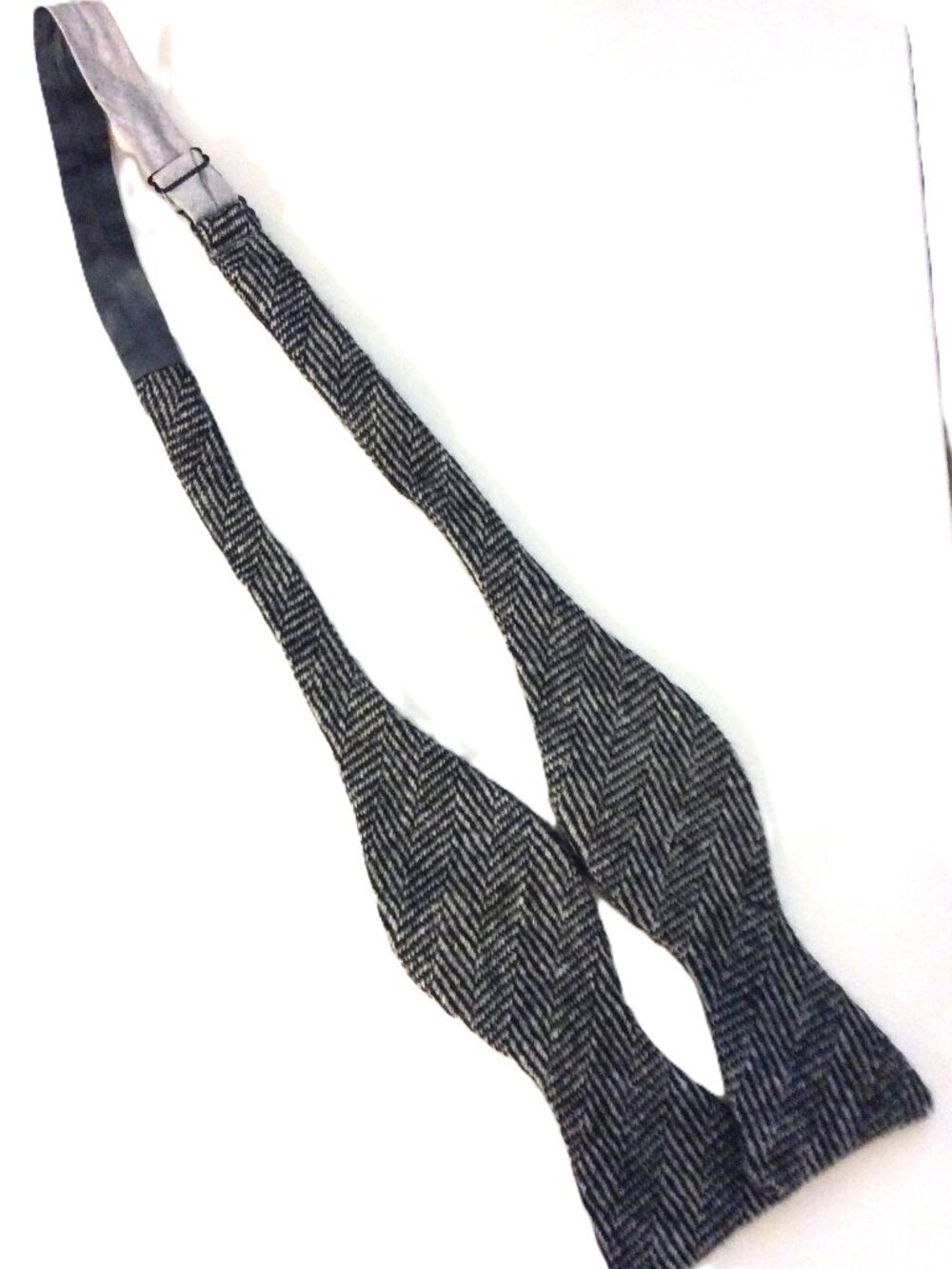 Men's Adjustable Bow Tie - A Cordial Churchman - Black and White Herringbone